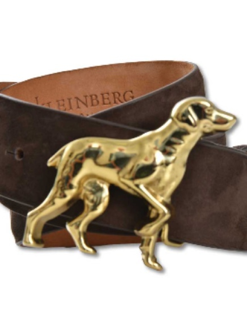 Kevin’s Catalog Brown Suede Belt with Gold Dog Buckle